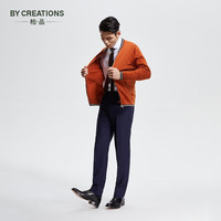 By Creations柏品14针纯羊毛针织开衫男秋冬圆领毛衫商务休闲微弹保暖毛衣外套 焦糖色 XL