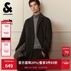 JACK&JONES 杰克琼斯 杰克·琼斯（JACK&JONES）男装25年秋冬季毛呢大衣男士中长款宽松韩系简约羊毛呢子外套男 E40黑色 常规