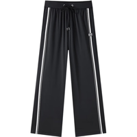 太平鸟2024夏季撞边凉感防晒针织长裤A3GBE2278 黑色 S