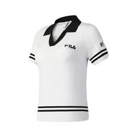 FILA 斐乐女子织衫2025夏季网球运动修身翻领短袖上衣 玉石白-WT M 165/84A/M