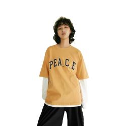 太平鸟 男装 T恤字母阔版短袖潮 B2CNE3129 土黄色1 S