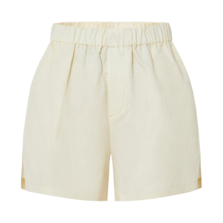 棉麻混纺松紧高腰短裤
