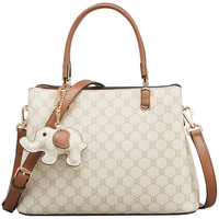 YEARCON 意尔康 520大容量托特包复古撞色斜挎包女士手提包37W27712米白