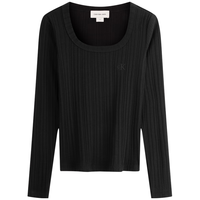 Calvin Klein Jeans24秋季女士休闲通勤ck大圆领修身打底长袖T恤J224578 BEH-太空黑 XS