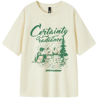 森马 Semir短袖T恤女中长款潮流宽松夏季2024美式复古印花上衣个性