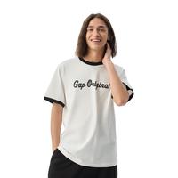 Gap 男女装夏季款纯棉撞色印花logo短袖T恤多色上衣729119 黑色 S (165/88A) 亚洲尺码