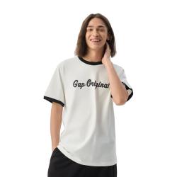 Gap 男女装夏季款纯棉撞色印花logo短袖T恤多色上衣729119 黑色 S (165/88A) 亚