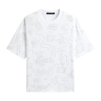 GXG男装三色满身潮流印花短袖T恤2024夏季#G24D442486 白色 175/L