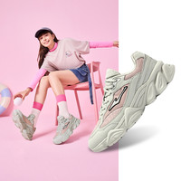 鸿星尔克女子运动鞋秋冬潮流百搭休闲鞋软底轻便老爹鞋 208雾粉/白露灰 39