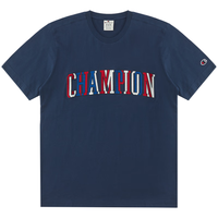 Champion2023春夏新款纯棉复古风刺绣字母大C LOGO休闲T恤短袖男女 藏青色 L
