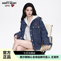 移动端、京东百亿补贴：CHARLES JANG'S HAPPY HEART 查尔斯桃心 美式复古满印提花纹牛仔夹克男嘻哈高街情侣外套 L