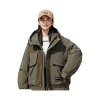 鸭鸭羽绒服鸭鸭(YAYA)羽绒服短款2024冬季时尚户外防风连帽男女同款保暖外套YX 军绿色 165/84A(S)