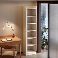 左度书架立式落地书柜储物柜一体靠墙置物架客厅转角收纳架窄缝架子 【全背板款】六层白色