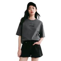 【水钻T恤】2024夏短袖显瘦简约宽松圆领落肩袖T恤女