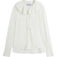 LILY 浪漫荷叶花边领宽松垂感白衬衫