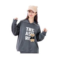 特步（XTEP）【门店同款半糖系列】连帽卫衣女冬加绒保暖运动上衣女 雾淞灰 M