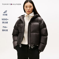 TOMMY HILFIGER【轻暖泡芙90绒】25秋冬新款女宽松短款连帽面包羽绒服外套