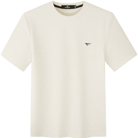 七匹狼【凉感+不易变形】短袖T恤2024年多彩时尚花纱华夫格男士t恤 801(米白) 195/108A/XXXXXL 195/108A