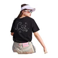 唐狮女卡通简笔涂鸦短袖T恤TB 黑色 S