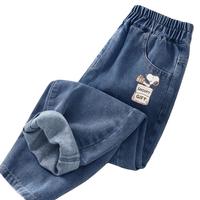 SNOOPY 史努比 男童裤子2024新款男孩帅气春秋款牛仔裤儿童长裤男春装大童休闲裤 口袋努比K牛仔蓝 110