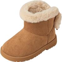 斯纳菲女童雪地靴冬季新款防滑加绒保暖新年红短靴儿童棉鞋中大童