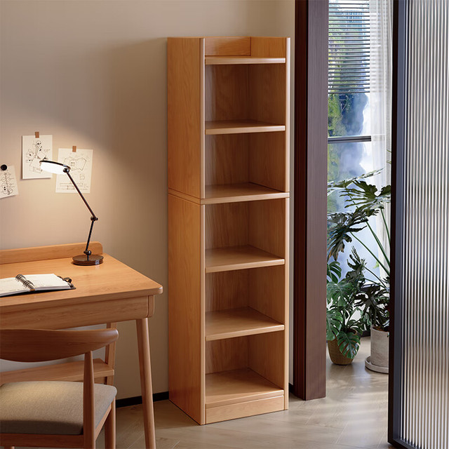左度 书架立式落地书柜储物柜一体靠墙置物架客厅转角收纳架窄缝架子 冲量补贴五层橡木色