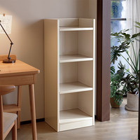 左度书架立式落地书柜储物柜一体靠墙置物架客厅转角收纳架窄缝架子 【全背板款】三层白色