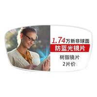 万新（WAN XIN）超薄高度数近视眼镜镜片防蓝光辐射非球面树脂配镜服务近视加散光 1.74（超薄） 非球面镜片+送镜架