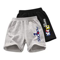 史努比童装男童短裤外穿夏2024帅气运动裤纯棉薄款儿童休闲裤 登月努比短K黑+星际努比短K灰 160cm