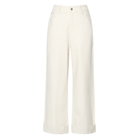 诗凡黎翻边脚口直筒牛仔裤女宽松高腰显瘦九分阔腿裤子