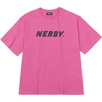 NERDY 夏款多巴胺系列糖果色大logo印花宽松女短袖