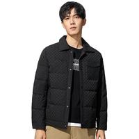 罗蒙男士翻领短款纯色休闲羽绒服百搭潮流外套 黑色 170