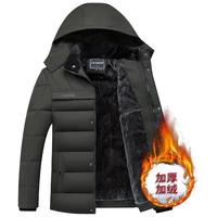 虎迹 福利款冬季棉衣加绒加厚连帽保暖外套中老年时尚棉衣 军绿色 XL（110斤左右）