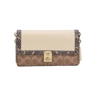 COACH 蔻驰 Hutton系列 女士单肩包 C2629 棕黄色/象牙白色 中号