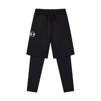 安德玛 UNDER ARMOUR【假两件篮球裤】115-170男中大童弹力亲肤休闲运动长裤