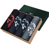 七匹狼 男士内裤 男款纯棉中腰透气运动三角内裤四条多色D3501-4 L