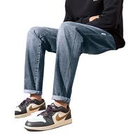 唐狮（TonLion）2024春夏牛仔长裤男港风潮牌宽松休闲直筒裤 中牛仔蓝/无绒款/A款 29