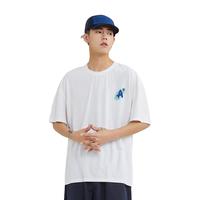 GLM夏季冰丝男t恤短袖速干网眼透气潮流百搭宽松休闲半袖凉感体恤衫 白#蓝墨字母X 2XL
