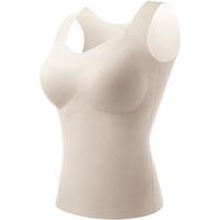 【含山羊绒7A抑菌乳胶胸垫】初秋无痕磨绒打底背心女士保暖内衣