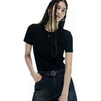 MO&Co.×coperni联名2024秋含绵羊毛短袖圆领T恤MBD3TEE009 黑色 S/160