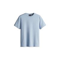 H&M男装T恤2024夏标准版型纹理感T恤1232558 浅蓝色 175/100 M