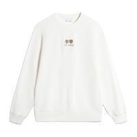 李宁 LI-NING卫衣款套头2024春季圆领简约纯色字母刺绣LOGO外套AWDU925 乳白色（常规）-4 M