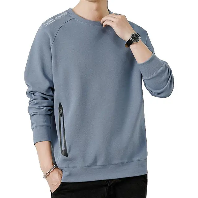 男士简约圆领卫衣秋季百搭男装上衣男士户外运动卫衣男式圆领卫衣