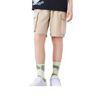 XTEP特步童装儿童夏季男童舒适快干时尚街潮工装风运动短裤 沙石色 130cm