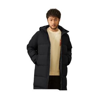 XTEP 特步 羽绒服男秋冬中长款防风保暖连帽外套977429640431 正黑色 S