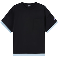 Champion2023春夏新款刺绣草写LOGO休闲T恤短袖男女情侣款 黑色 L