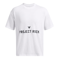 安德玛（UNDERARMOUR） Project Rock强森男子高克重运动休闲短袖T恤1386892 白色100 L