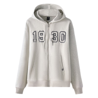 骆驼 CAMEL开胸卫衣冬简约时尚休闲百搭中性款针织连帽外套 6051，浅花灰，男女同款 L