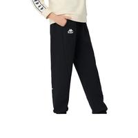 Kappa 卡帕 Kids卡帕中大童春季长裤24年春款休闲舒适运动裤子松紧男女童 黑色 160