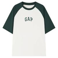 Gap男女装2024夏款LOGO撞色插肩袖短袖T恤宽松休闲上衣544461